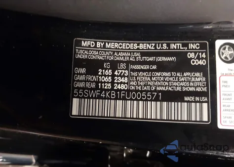 2015 Mercedes-Benz C-Class C 300 из США, поврежденный, VIN 55SWF4KB1FU005571